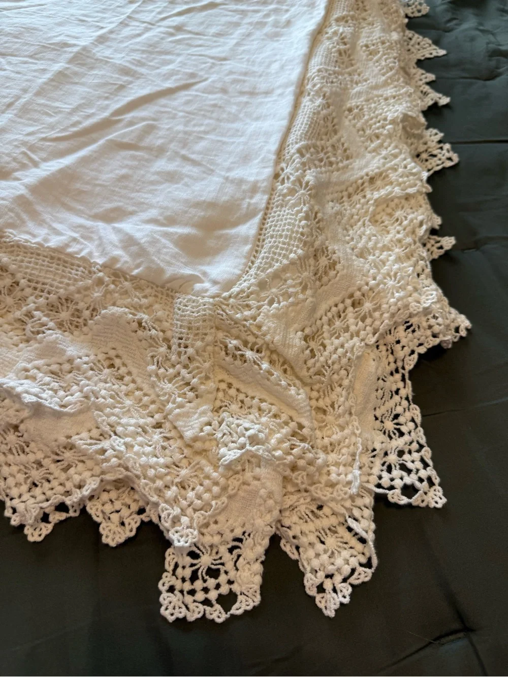 Rachel Ashwell Shabby Chic Couture Cluny Lace White Linen Duvet Cover Crochet